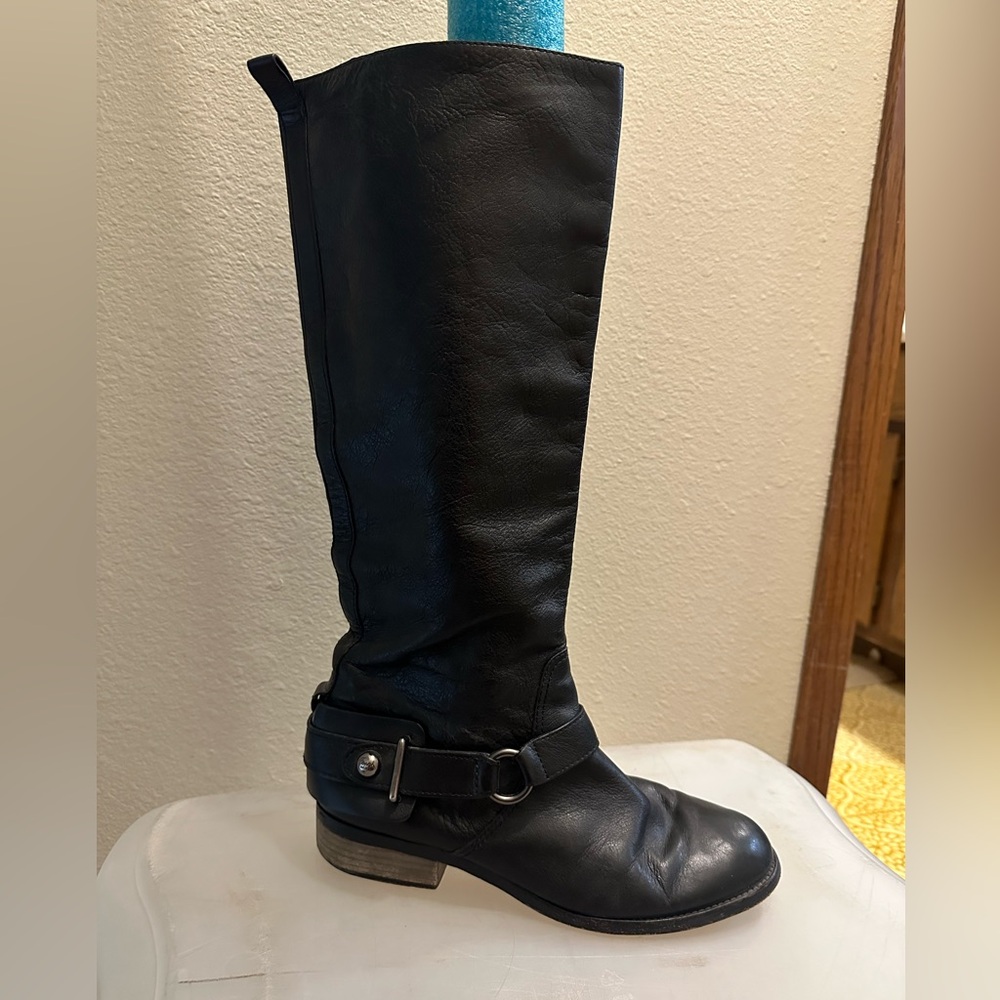COACH BLACK LEATHER TALL NATALIE BOOTS SZ 9.5